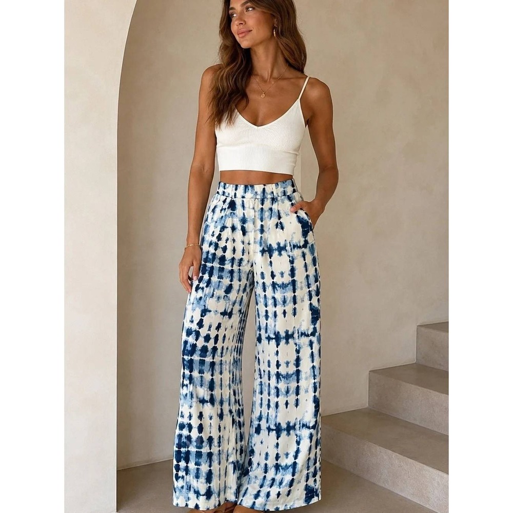 House of Harlow 1960 Wide Leg Pants Sz M Tie High Rise Boho Indie Hippie Flowy